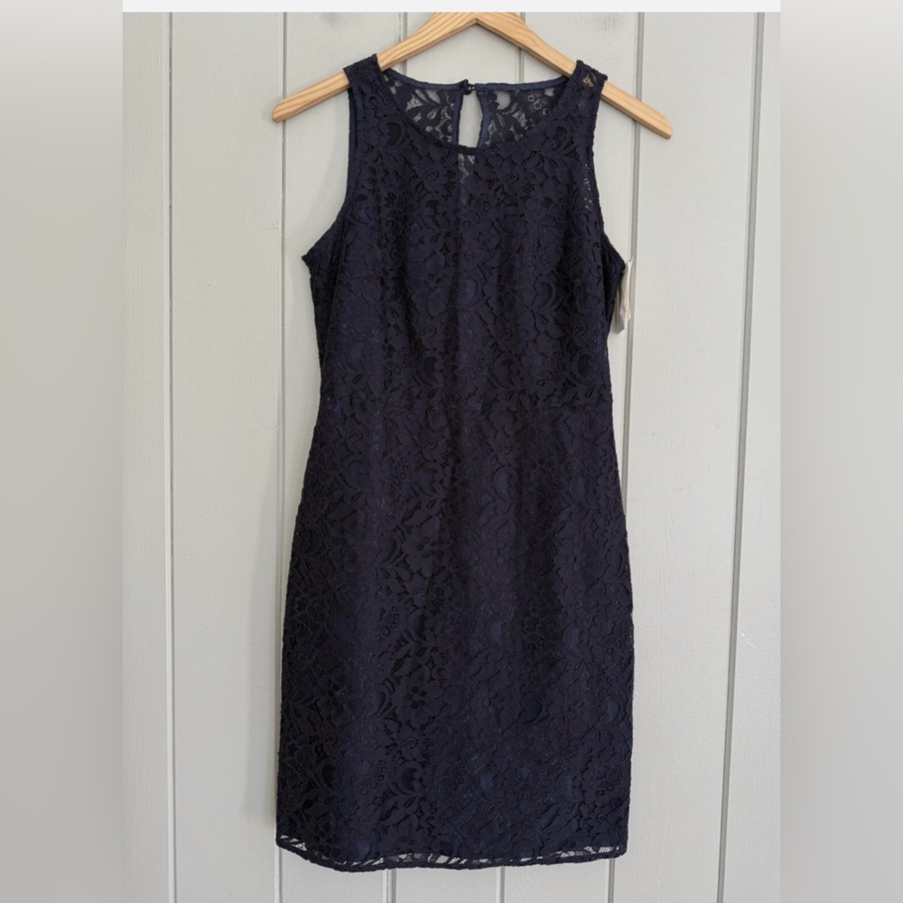 J Crew Factory Sleeveless Navy Lace Dress Size 6